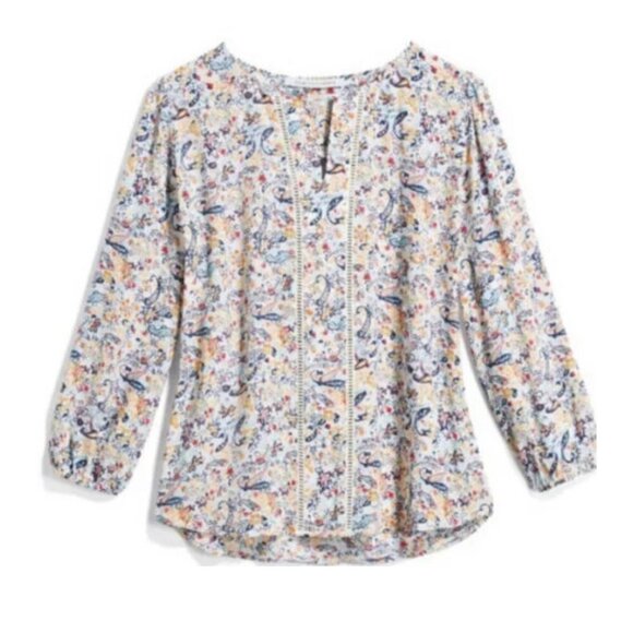 Collective Concepts Warner Lattice Detail Blouse Ivory Paisley - Picture 1 of 14